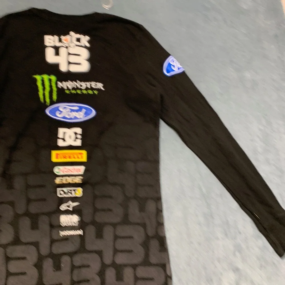 DC Shoes Monster Energy Shirt Small Black Long Sleeve Graphic Print Thermal Knit